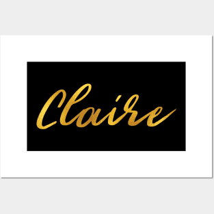 Claire Name Hand Lettering in Faux Gold Letters Posters and Art